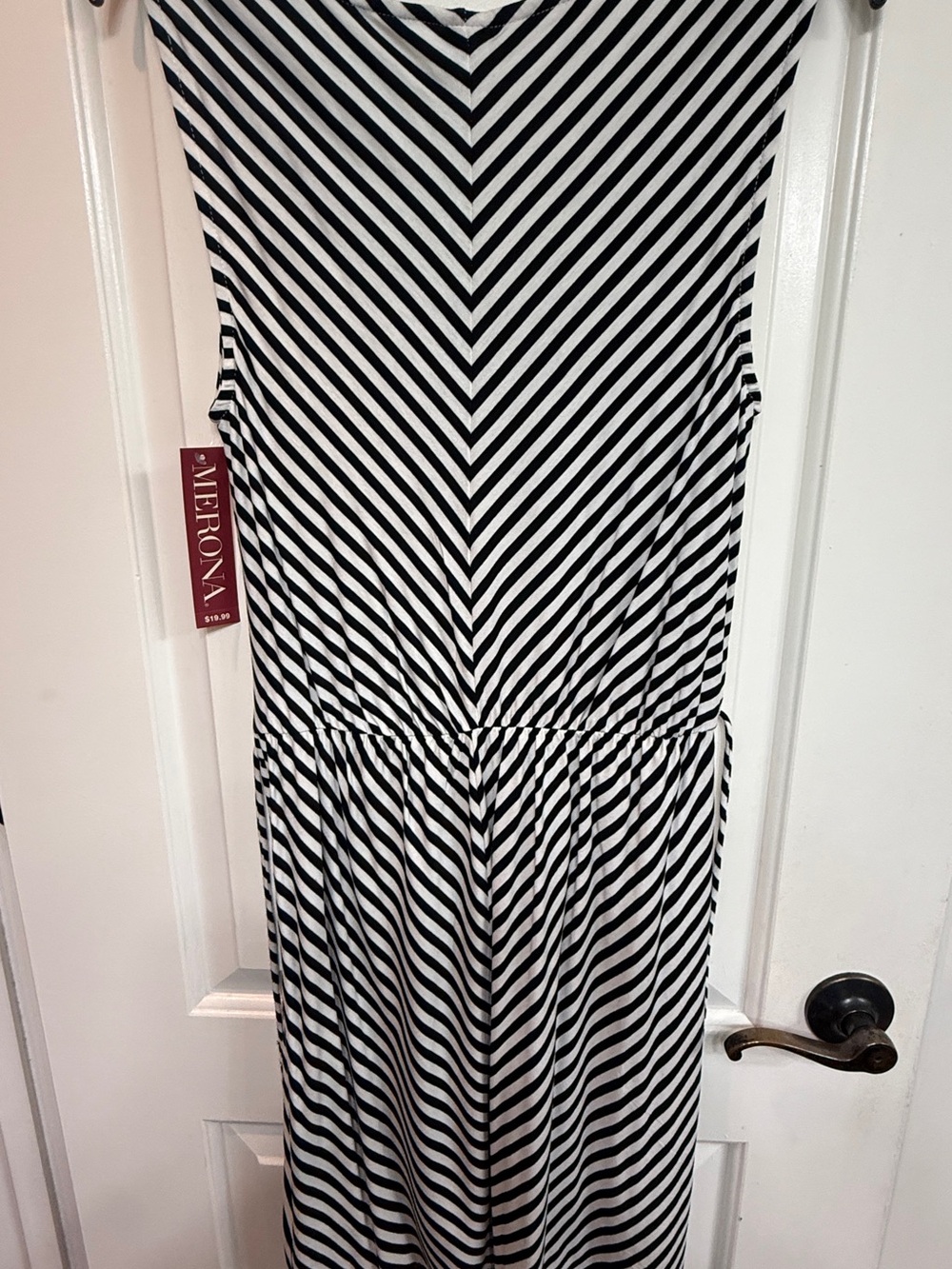 Merona Black & White Chevron-Stripe Sleeveless Maxi Dress